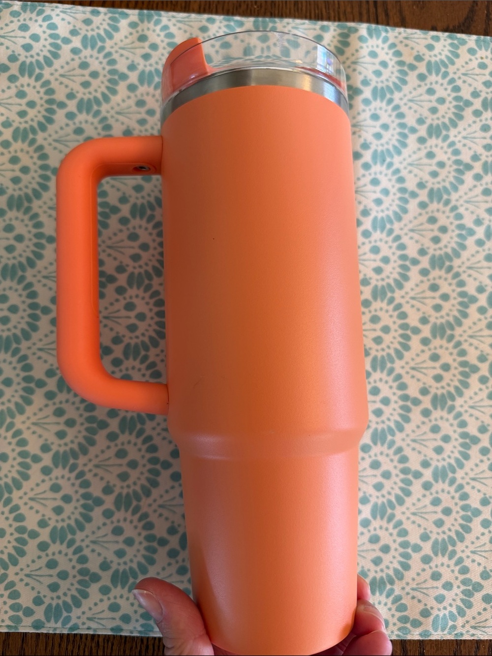 40 oz Stanley Turquoise and 30 oz Coral Insulated Travel Mugs with Handles - Picture 9 of 13